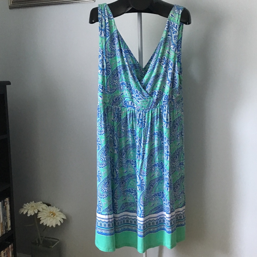 Blue and Green Paisley Dress